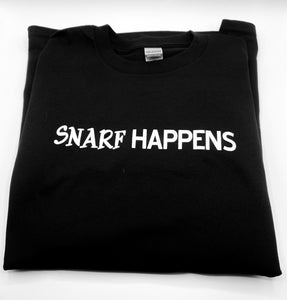 "Snarf Happens" long-sleeve black t-shirt